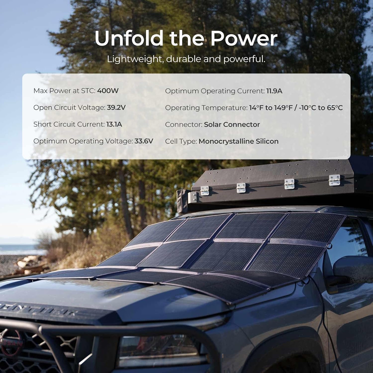 Renogy 400 Watt Solar Panel Blanket, N-Type Portable Foldable Solar Panels 25% High Efficiency, Lightweight 16-Fold Space-Save, Fast Setup for Camping, RV, SUV, Pickup Truck, Marine, Off-Grid Outdoor