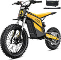 Heybike Villain Electric Dirt Bike, 4160W E Dirt Bike with 52V 26AH Battery, 14'/12' Fat Tire Electric Motorcycle for Teens, Max 45MPH Ebike with Reversing Function(with Crossbody Bag; Yellow&Black)
