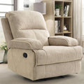 Manual Rocker Recliner Chair for Adults, High Back Glider with Deep Seat, Upholstered Fabric Armchair for Living Room & Nursery, Flaxen