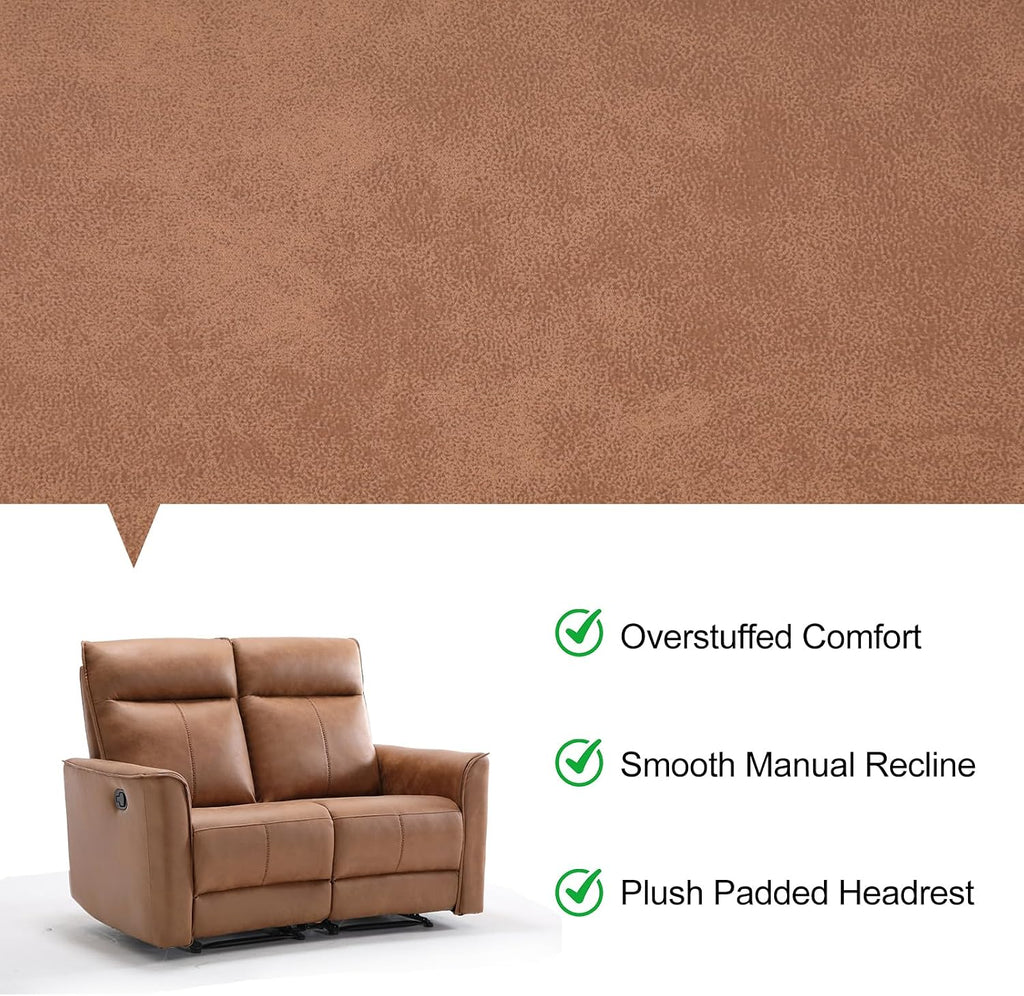 EBELLO Manual Recliner Sofa Furniture Set for Living Room, Included 1 Seat Swivel Glider Recliner Chair and a Wall-Hugger 2 Seat Loveseat Reclining Couch for Home, Office, Brown