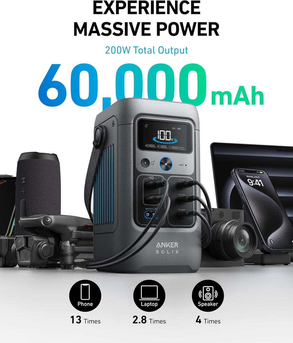 Anker Power Bank Station SOLIX & soundcore Rave 3S AI Karaoke Party Speaker with 2 Wireless Microphones