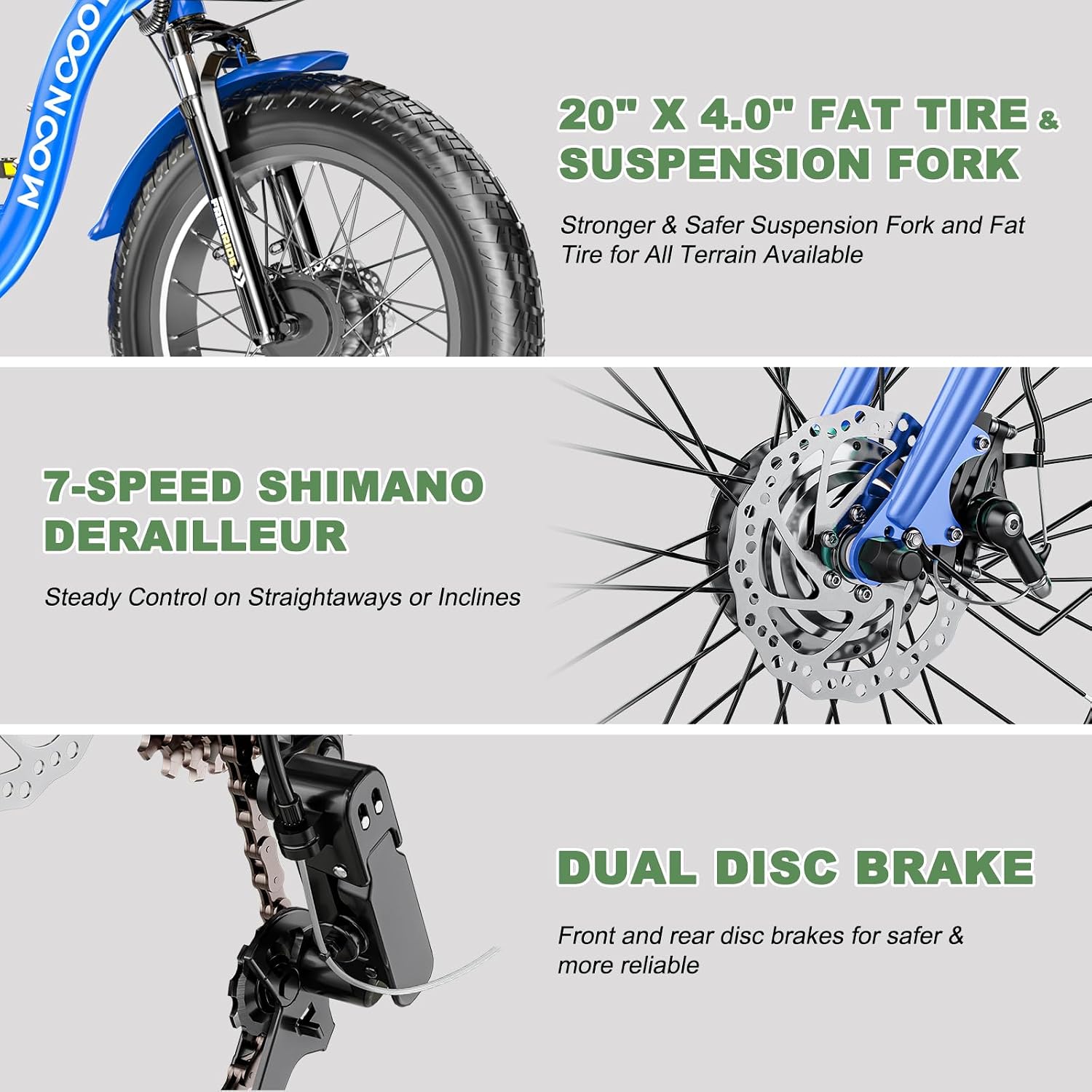 Electric Tricycle Electric Bicycle Electric Trike, 20'' 24'' 26'' 3 Wheel Electric Bike for Adults with 350W Motor, Removable Battery, Adjustable Seat and Bike Basket, Blue, ZT-E20-SL