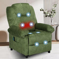 Overstuffed Push Back Recliner Chair for Living Room, Mid Century Fabric Heated Massaging Reclining Chair Small Recliner Chair with Heat and Massage, Green