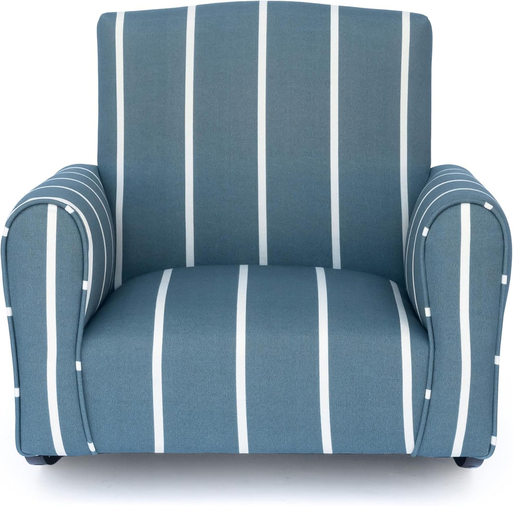 Toddler Personalized Armchair, Kids Upholstered Rocking Chair with Personalization, Toddler Chair with Personalized Name, Comfy Child Armchair (Rockers, Slate Blue Stripe)