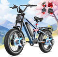 eAhora Terra II Electric Bike - 3000W Peak Dual Motor 33MPH 20Ah Ebike for Adults, 80Miles Long Range 20' Fat Tire Electric Mountain Bike Full Suspension Electric Bicycle with LCD Display