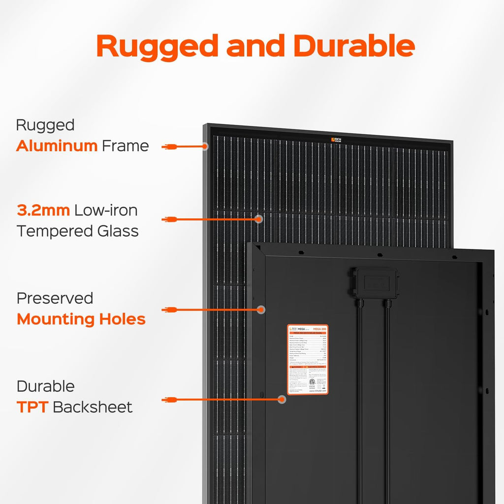 RICH SOLAR 200 Watt Black 12 Volt Moncrystalline Solar Panel High Efficiency Solar Module for RV Trailer Camper Marine Off Grid