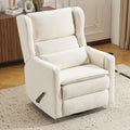 Large Glider Rocker Recliner,Rocking Chair Nursery with Adjustable Headrest,Swivel Rocker Recliner with Lumbar Support,Manual Nursery Rocker Recliner for Living Room& Bedroom,Chenille White