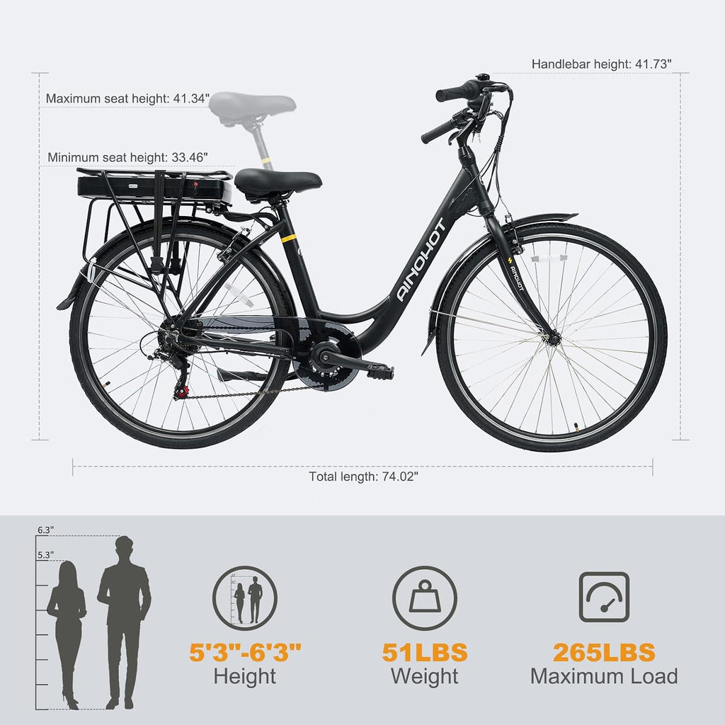 Urba Electric Bike for Adults, 500W Ebike, 28' Step-Thru Electric Bicycle, 15MPH 56Miles E Bike for Men, Removable Battery City Lectric Ebike with Aluminum Alloy Frame