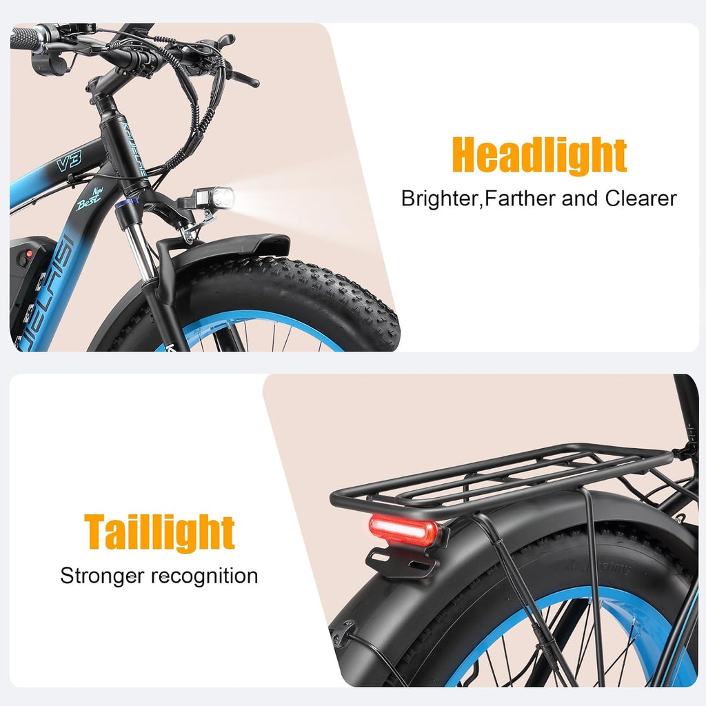Electric Bike for Adults, 2000W Peak High Torque Motor, 48V 15Ah Removable Battery, 28MPH Max Speed, 26' Fat Tire, Dual Disc Brakes, Perfect for Mountain Hilly Commute & Outdoor Adventure