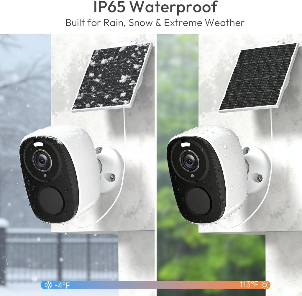 4PC Wireless Solar Outdoor Security Camera, 2.4/5G WiFi Outdoor Camera Wireless with Solar Panels,2K Color Night Vision, IP65 Waterproof, AI Motion Detection, 2 Way Talk, IP65, SD/Cloud,Works w/Alexa