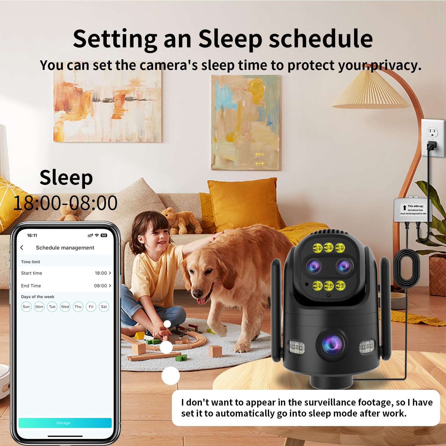 Luovisee 4 Pack Wired Home Camera Outdoor/Indoor with 2K Color Night Vision,AI Human Auto Zoom and Tracking,Pan-Tilt 360° View,Two-Way Audio,Triple-Lens 2.4G/5G WiFi,24/7 Recording,Waterproof