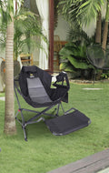 Nice C Hammock Camping Chair, Camping Chair Rocker, Swinging Chair, High Back with Stand, Cup Holder, Side Pocket, Heavy Duty (2, Black w/footrest)
