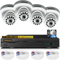 (Budget) 2MP HD Wired Indoor Security Camera System, 8CH DVR Kit with 1TB HDD, 4X Dome 122°Wide Angle Cameras, Remote Control, Free App No Monthly Fee, Space-Saving