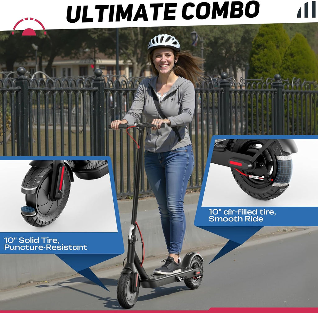 Windone Electric Scooter for Adults, 430W Peak Motor, 19MPH & 17-Mile Range, Foldable Commuter Scooter with 10' Shock-Absorbing Tires & Dual Braking System (UL 2272 Certified)