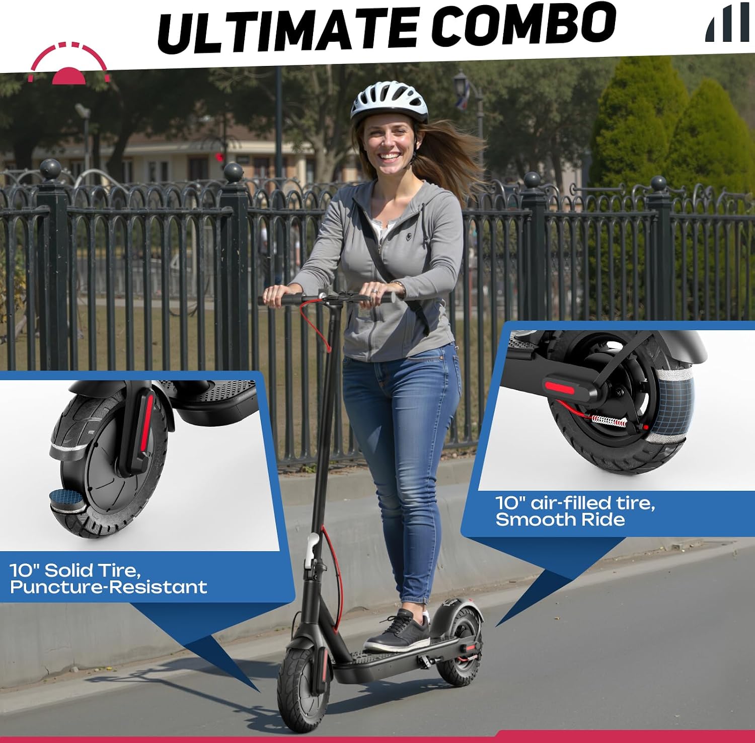 Windone Electric Scooter for Adults, 430W Peak Motor, 19MPH & 17-Mile Range, Foldable Commuter Scooter with 10' Shock-Absorbing Tires & Dual Braking System (UL 2272 Certified)