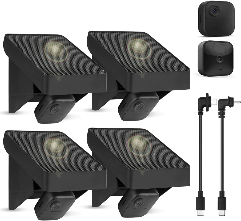 Solar Panel Charging Mount Compatible with Blink Outdoor 4(4th Gen)/Outdoor XT3/XT2/XT Camera, Blink Solar Panel with Internal Battery, IP67 Waterproof, 365 Days Solar Power, Adjustment Angle, 4 Pack