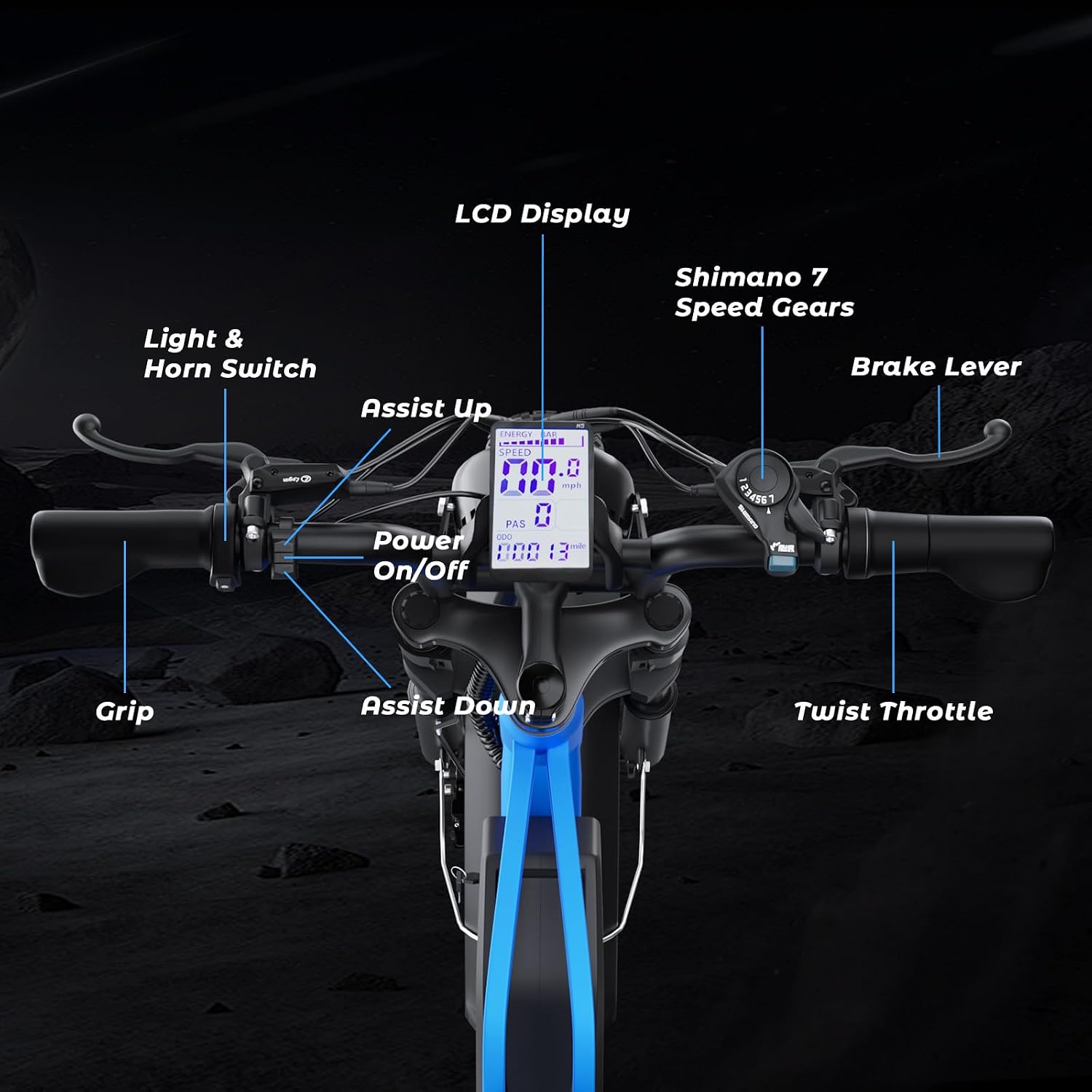 Electric Bike for Adults, 1500W 35MPH 52V, 20AH Battery Ebike, Max 40-60 Miles Electric Motorcycle, 20' Fat Tire Dirt Bike,7-Speed