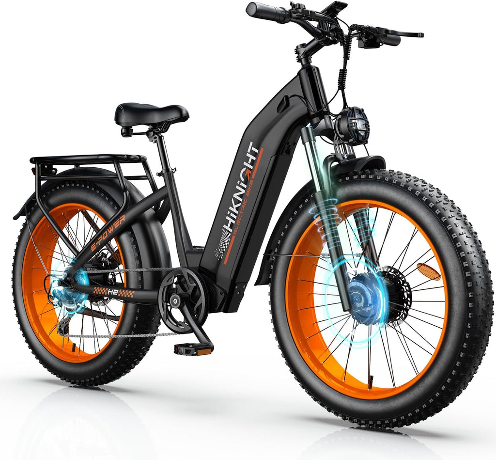 Electric Bike for Adults, 3000W Peak Dual Motor 52V 20AH Battery E Bike 26' x 4.0' Fat Tire Electric Mountain Bike Step-Thru Electric Bicycle for Women Men, Up to 38MPH
