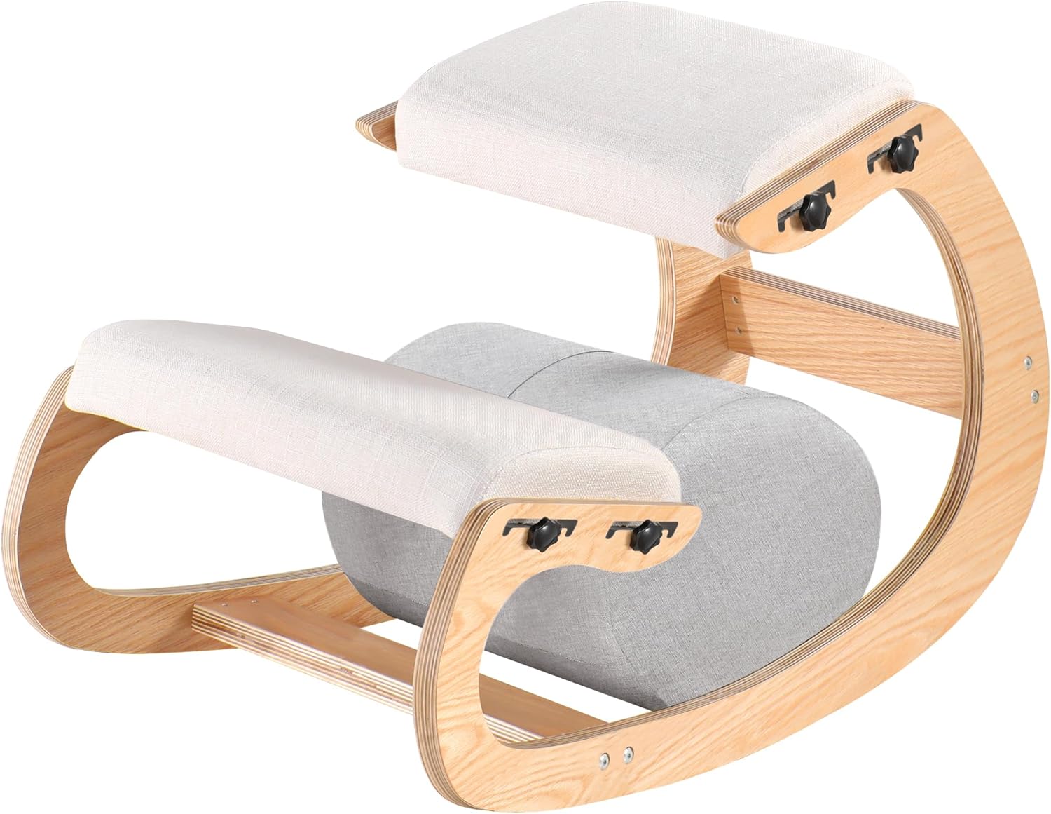 Adjustable Kneeling Chair, Wooden Ergonomic Chair Knee Chair Posture Chair - Improve Your Posture with an Angled Seat for Home,Office (Wood Color+ Pads)