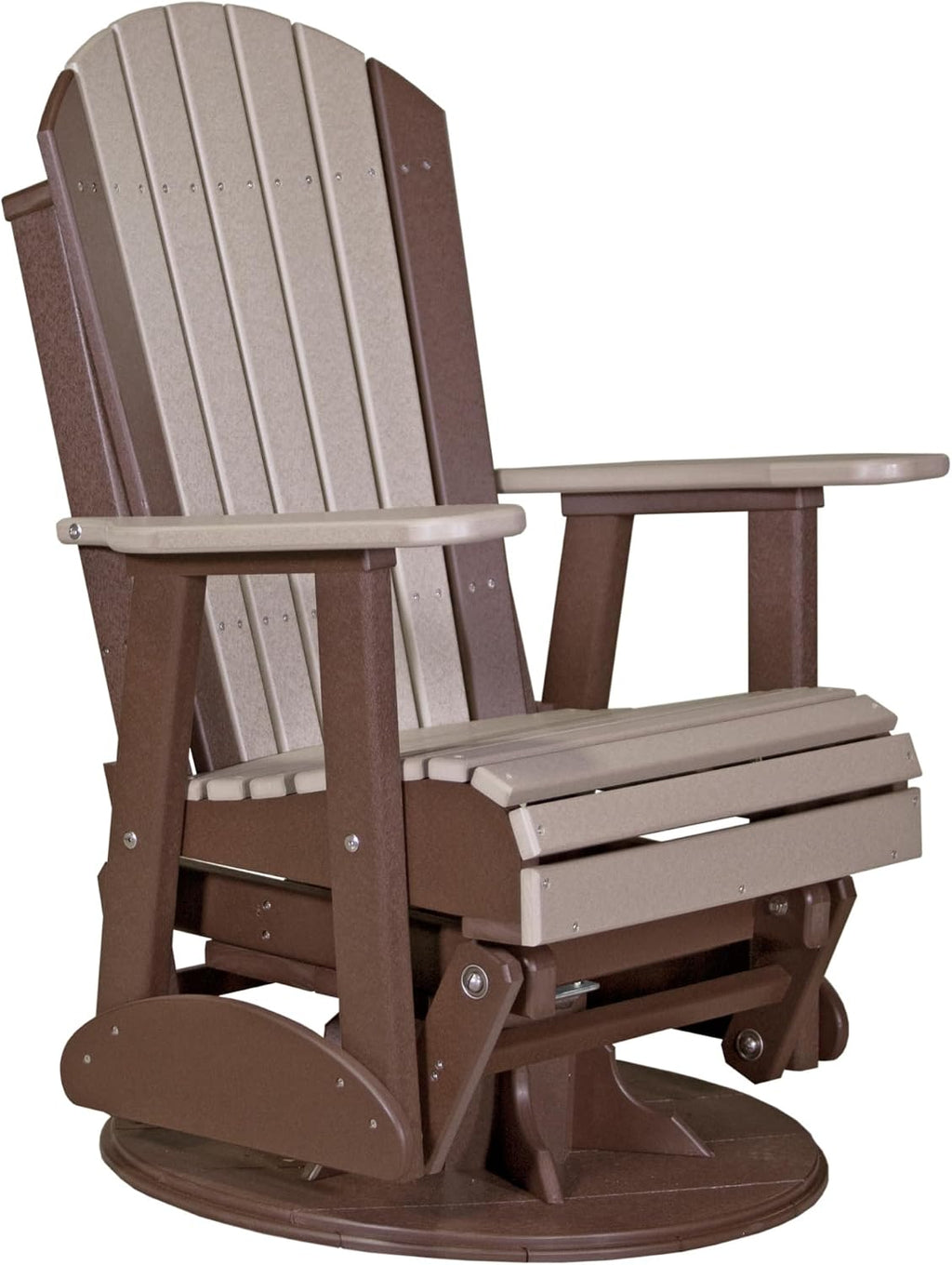 LuxCraft 2' Adirondack Swivel Glider - in 14 Colors, Weatherwood and Chestnut Brown