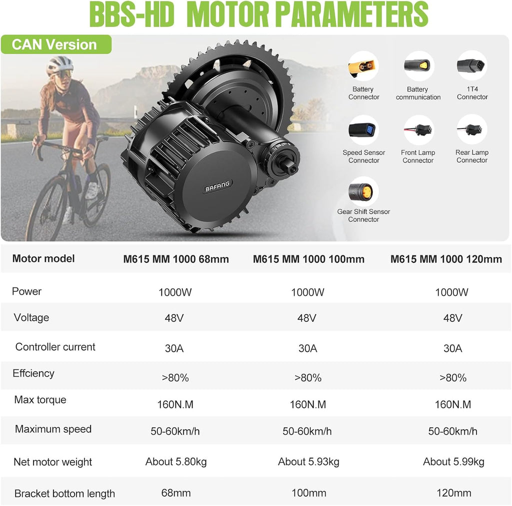 Bafang BBS-HD 1000W Mid Drive Kit with Battery(Optional),BBS03 Ebike Conversion Kit with LCD Display,48V/52V 8Fun Electric Bike Conversion Kit for Moutain Road Bike