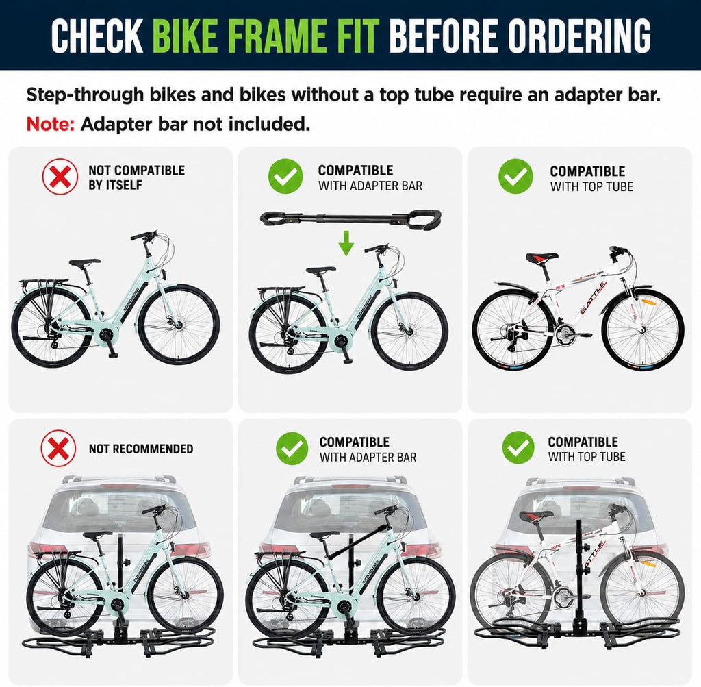 Bike Rack Hitch, 2 Bike Rack for Hitch, Hitch Mount Bike Rack for Car SUV Truck, 160 lbs Capacity, Foldable Tilt-Away Trailer Hitch Bike Rack for E-Bikes and Fat Tire Bikes, Fits 2' Receiver