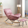 Modern Nursery Rocking Chairs, Rocking Chair Nursery with Footrest, Upholstered Rocking Chair Nursery Glider, Comfy Rest Reading Chair Water Resistant Nursery Chair,Pink