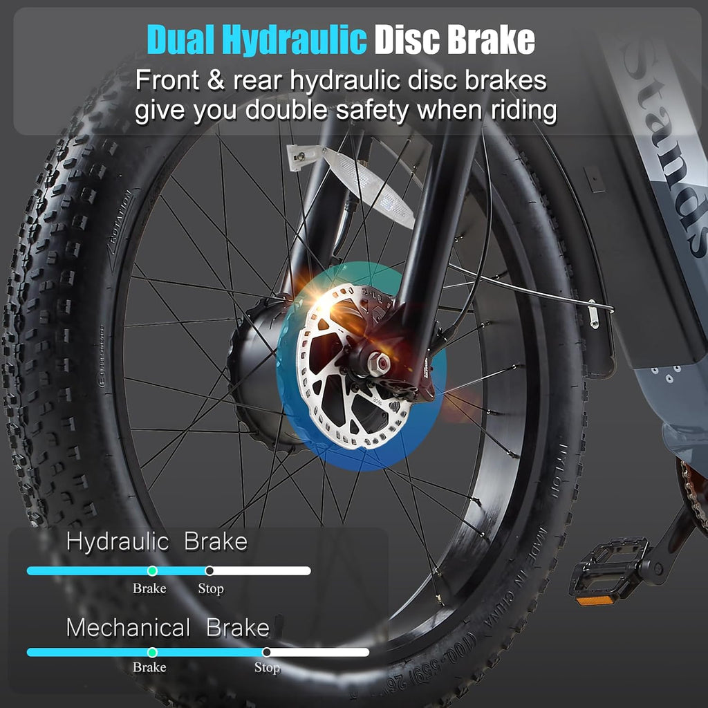 2026 Dual Motor Electric Bike for Adults AWD 5000W/3000W Peak 40 MPH/30 MPH E Dirt Bike, 52V/48V Removable Battery 65/80/150 Miles Max Long Range with Full Suspension 26' Fat Tires Mountain Bike