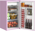 HOMCOM 3.2 Cu.Ft Mini Fridge with Freezer, Compact Refrigerator with Adjustable Thermostat, Shelf and Single Reversible Door for Bedroom, Dorm, Home Office, Energy Efficient, Pink