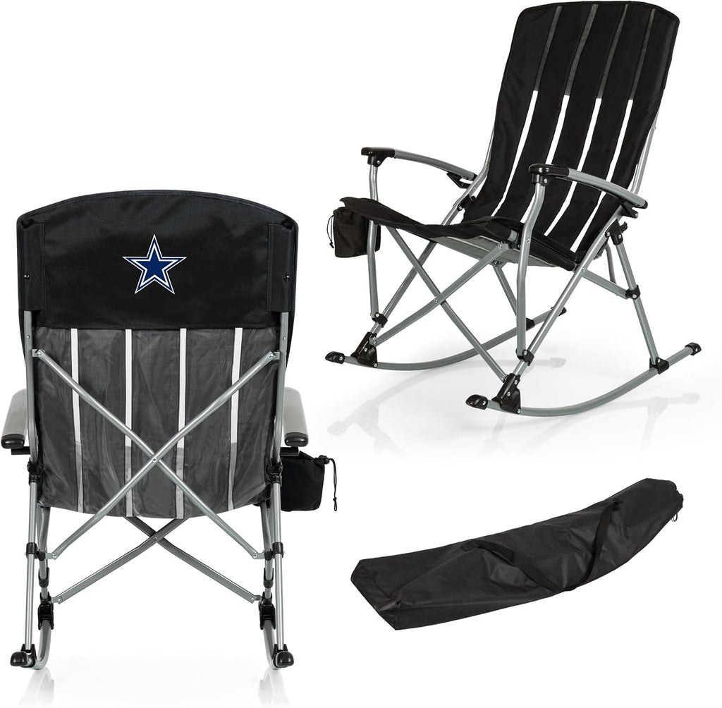 Picnic TIME NFL Unisex-Adult NFL Outdoor Rocking Camp Chair, XL Heavy Duty Camping Chair for Adults