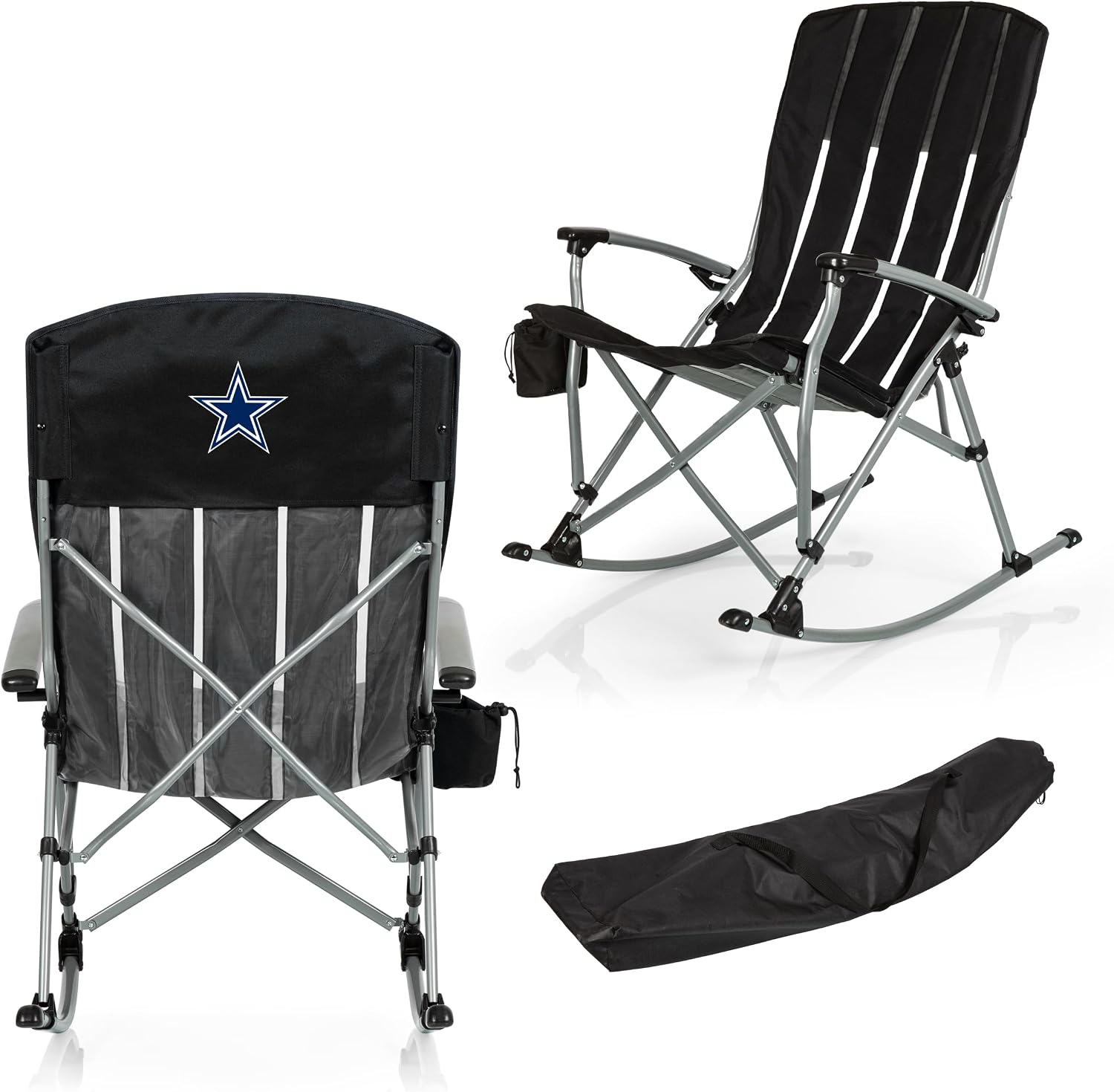 Picnic TIME NFL Unisex-Adult NFL Outdoor Rocking Camp Chair, XL Heavy Duty Camping Chair for Adults