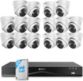 ZOSI 4K PoE Security Camera System with Face/Person/Vehicle Detection, 16 x 4K Outdoor IP Dome Cameras, 2 Way Audio, Color Night Vision, 16 Port 32CH 8MP Dual-Bay NVR with 4TB HDD for 24/7 Recording