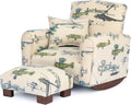 Toddler Personalized Armchair, Kids Upholstered Rocking Chair with Personalization, Toddler Chair with Personalized Name, Comfy Child Armchair, (Airplanes Print, Rockers)