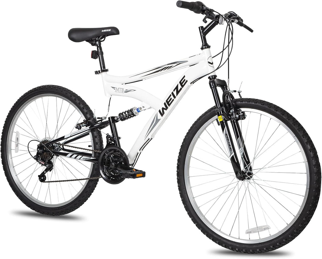 WEIZE Mountain Bike 26 27.5 inch Outdoor Cycling Bike 18-Speed/High-Carbon Steel/Dual Full Suspension, Adjustable Ergonomic Seat for Men Women Adult, MTB Bicycle with Suspension Fork