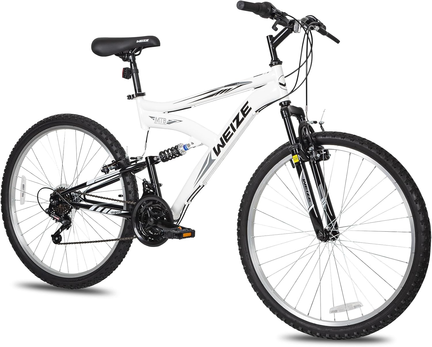 WEIZE Mountain Bike 26 27.5 inch Outdoor Cycling Bike 18-Speed/High-Carbon Steel/Dual Full Suspension, Adjustable Ergonomic Seat for Men Women Adult, MTB Bicycle with Suspension Fork