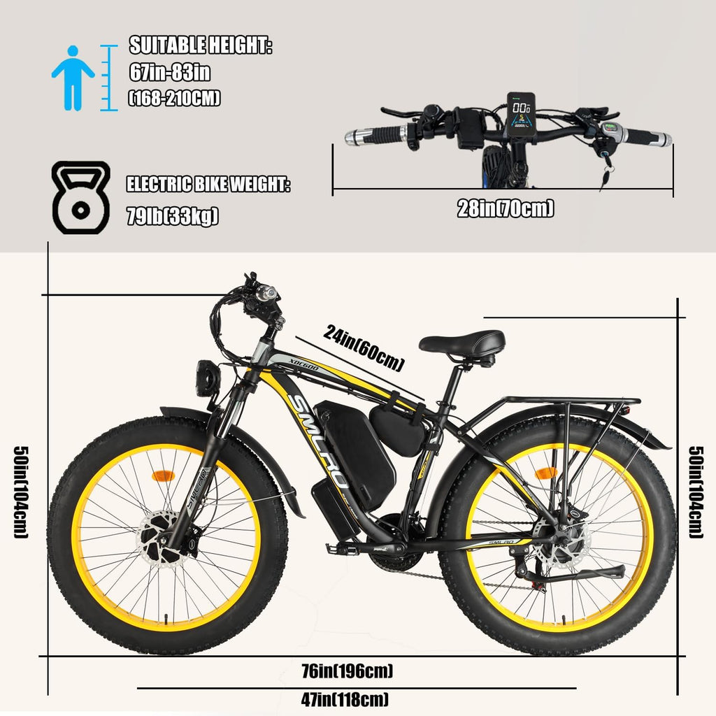 6000W Peak Dual Motor Electric Bike for Adults, 60V 25AH Battery, 45MPH & 100 Miles Range,21-Speed Full Suspension, 26' x 4.0' Fat Tire Off-Road E-Bike for All Terrain Snow Sand