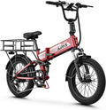 Aipas F3 Electric Bike for Adults with 1500W Motor Peak, 48V 12.8Ah Removable Battery Max 62 Miles 28MPH,20' x 3.0 Fat Tire Folding Electric Bike with 7-Speed and Full Suspension.