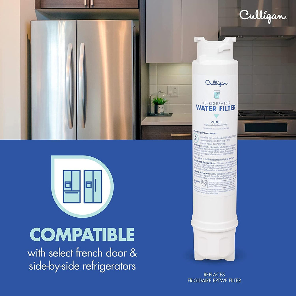 Culligan CUFUII Replaces Frigidaire (EPTWF), CUFUII Refrigerator Water Filter, Replace Every 6 Months, (Pack of 4)