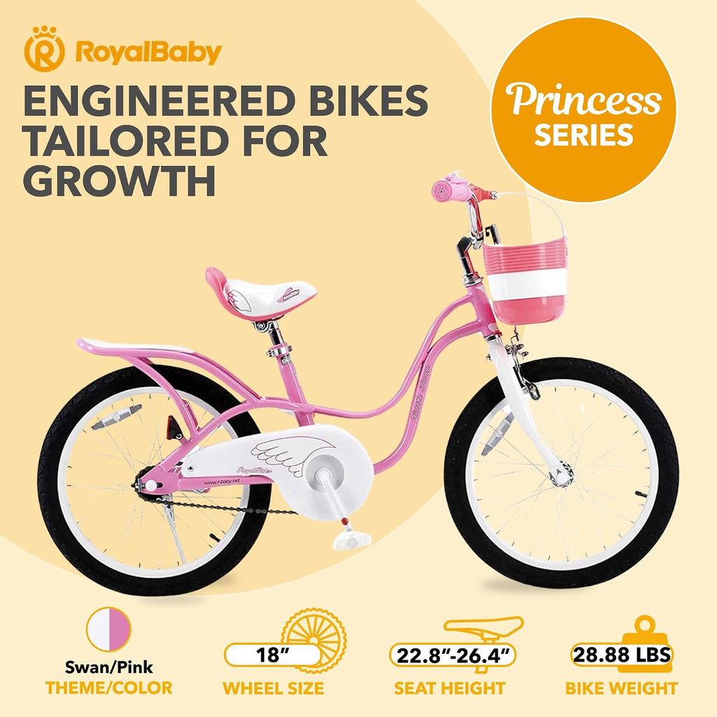 Royalbaby Princess Girls Kids Bike 12 14 16 18 20 Inch Children Bicycle with Basket for Age 3-12 Years