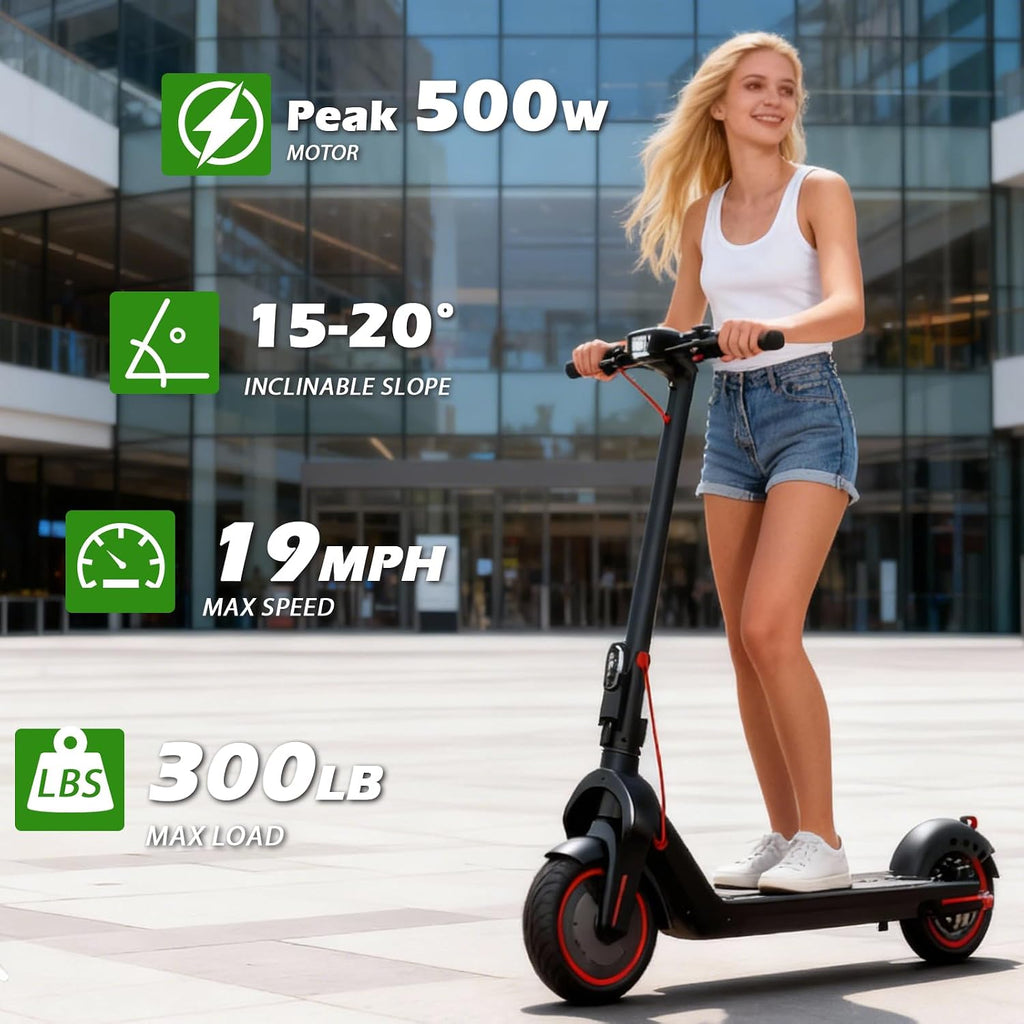 UrbanFish Electric Scooter, 350W/500W, 8.5' Tires, 21 Miles Range, 16/19 Mph, Folding E-Scooter with Dual Braking，APP Control