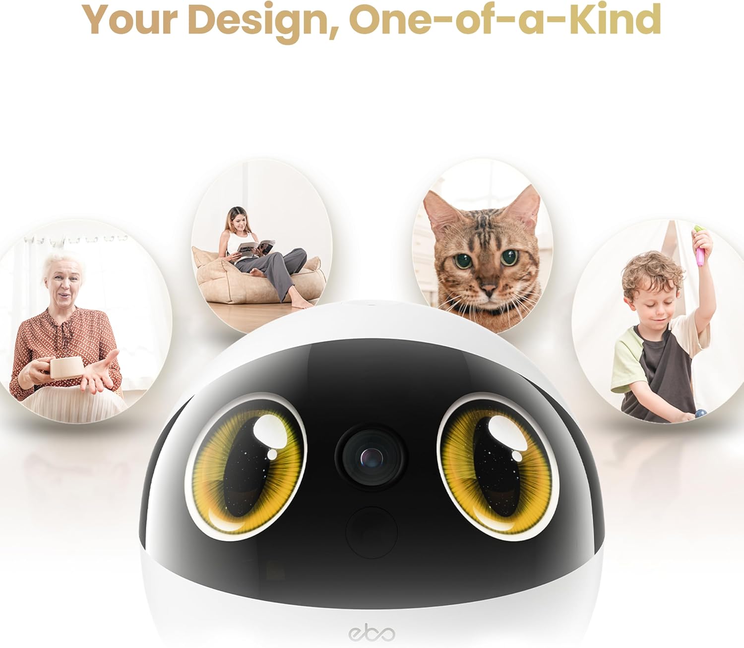 Enabot EBO Air 2S FamilyBot Home Robot Camera: 2.5K Indoor Pet Cam, Movable Robot Camera, 2-Way Video, Auto-Recharge, Long Battery Life, Custom Facial Image, Night Vision