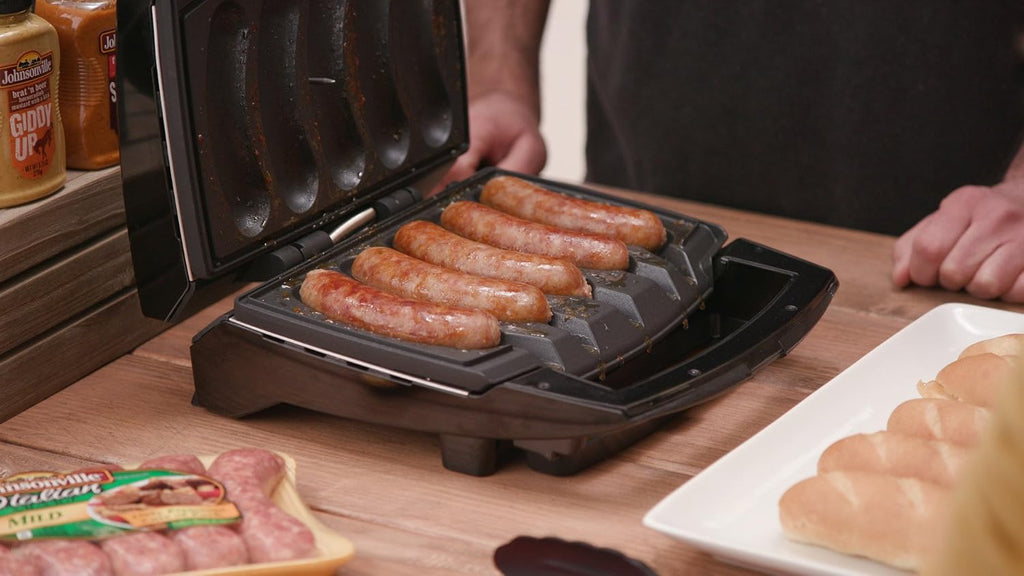 JOHNSONVILLE SIZZLING SAUSAGE GRILL Johnsonville BTG0498 Sizzling Sausage Grill, OSFA, Black/Stainless