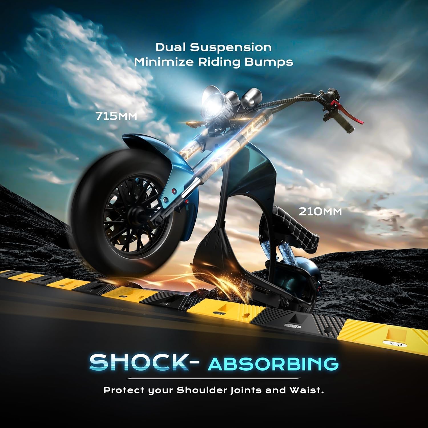 eAhora M1P [2025 Upgraded] 37Mph 2000W Electric Motorcycle for Adults DOT Approved, 40Miles 60V 30ah Lithium Battery, 12in Vacuum Tires Full Suspension for Urban Commuting, Electric Moped