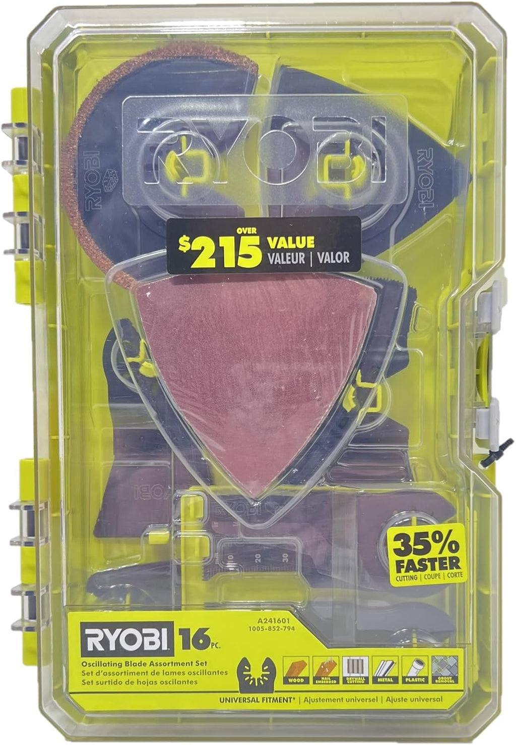 Ryobi 18-Volt Cordless Multi-Tool with 16-Piece Oscillating Multi-Tool Blade Accessory Set – PCL430 + A241601