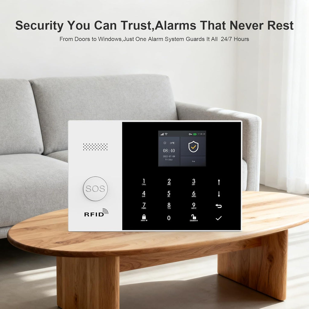 PGST Alarm System with 2MP HD Security Camera,Wireless Home Security Systems with Door and Window Sensors,Remote,4G SMS/Tuya APP Instant Alerts,Garage,No Monthly Fee