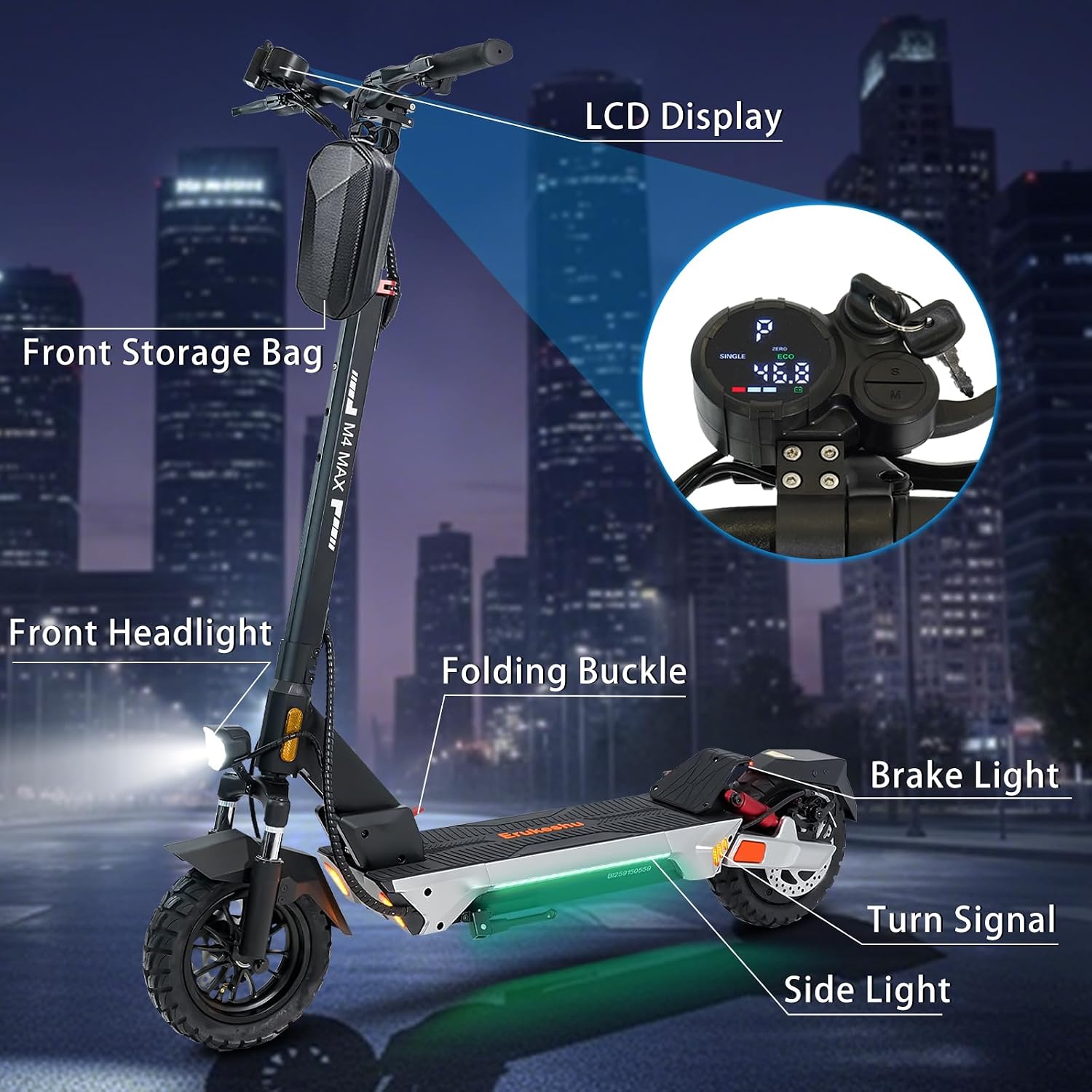 Electric Scooter Adults 1600/2000W Motor 50 Miles Long Range & 30/35 MPH Top Speed 10' Off Road Tire Folding E-Scooter 48V 20.8AH Battery Kick Scooter with Detachable Seat for Commuter Outdoor