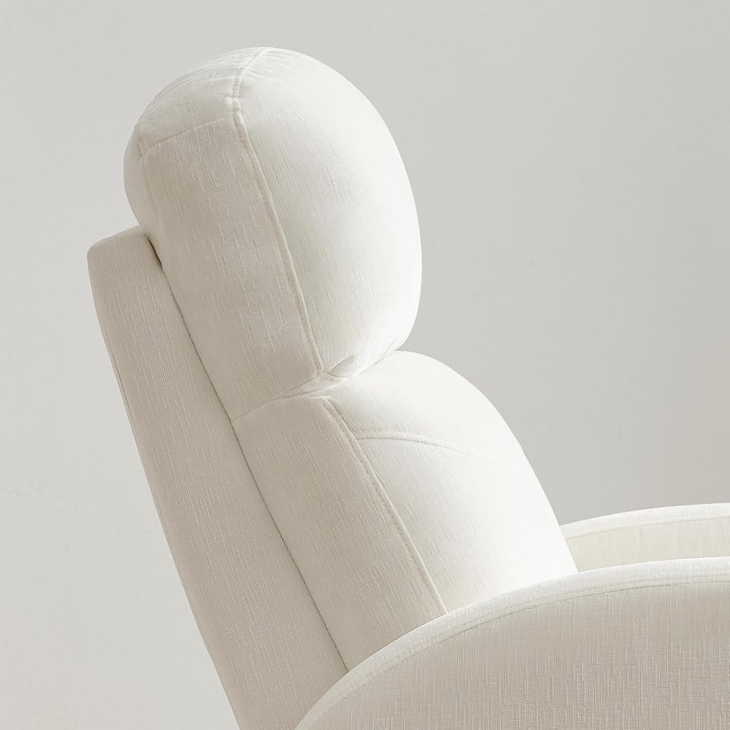 Rocking Recliner Nursery Chair, Swivel Recliner Glider for Nursery with 2 Pockets, Reclining Rocking Chair, Manual Recliners for Living Room, Bedroom, Cream White Chenille