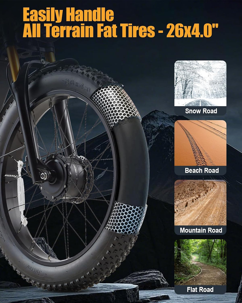 2026 Dual Motor Electric Bike for Adults AWD 5000W/3000W Peak 40 MPH/30 MPH E Dirt Bike, 52V/48V Removable Battery 65/80/150 Miles Max Long Range with Full Suspension 26' Fat Tires Mountain Bike