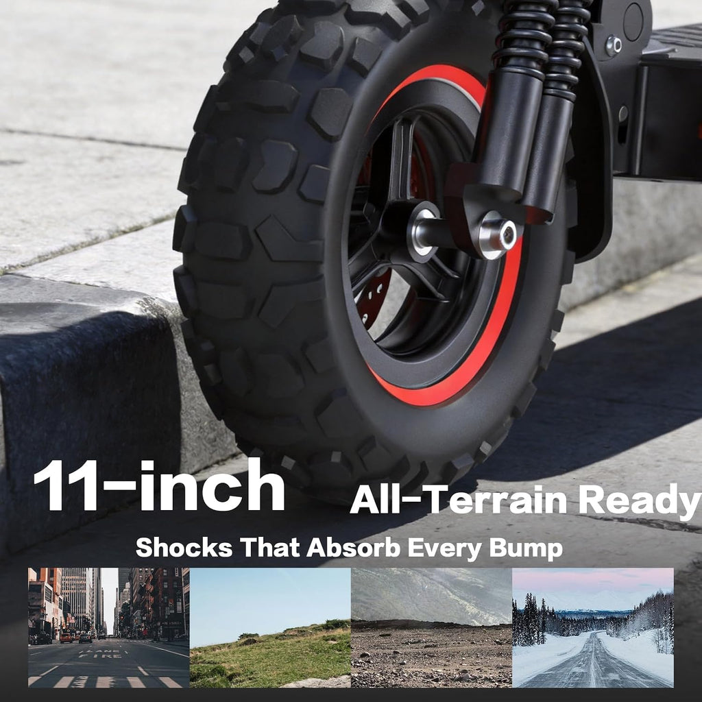 Electric Scooter Adults, 26/37 Miles Long Range, 28/34 Mph Max Speed, 10/11' Off-Road Tires,1200W/1600W Motor, Adjustable Handlebar Height, Dual Braking System,Folding Commuter E Scooter
