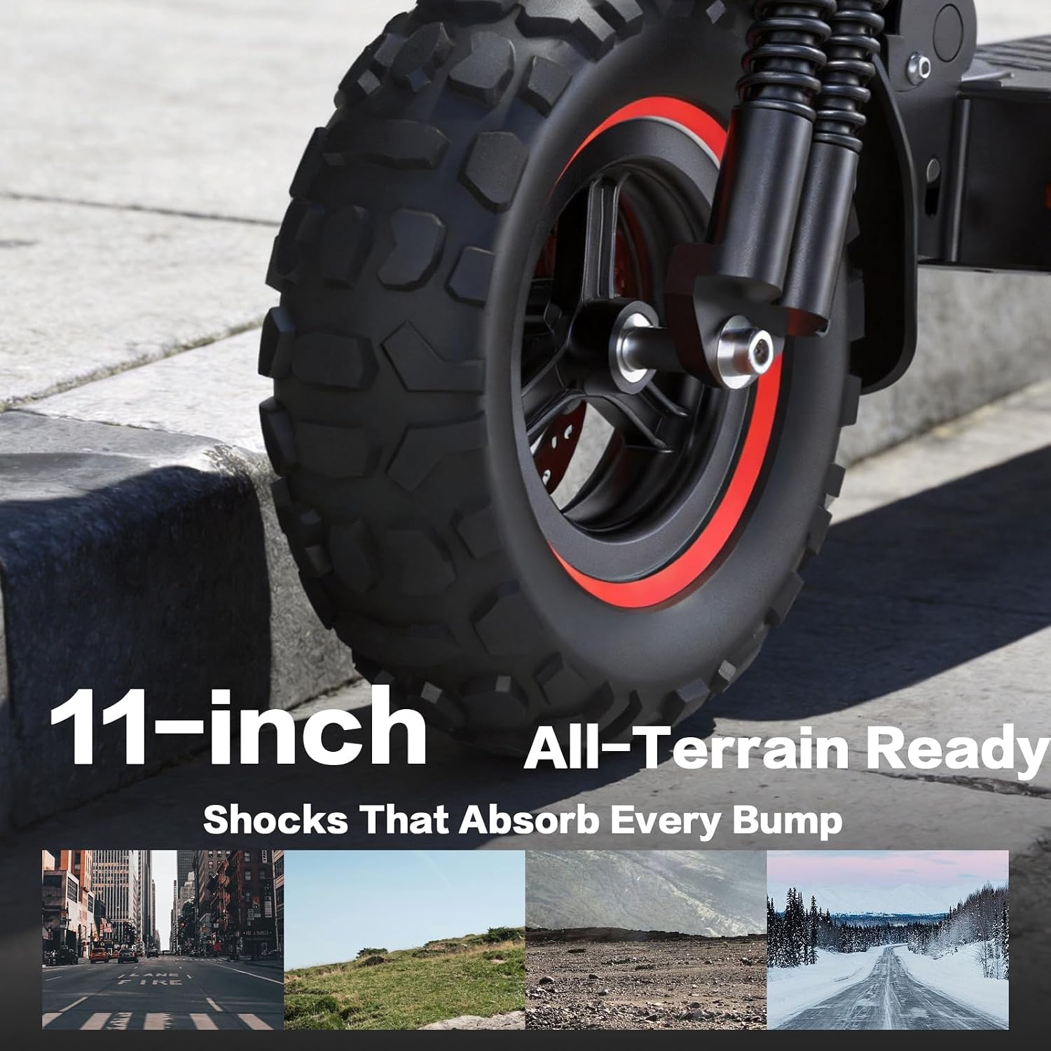 Electric Scooter Adults, 26/37 Miles Long Range, 28/34 Mph Max Speed, 10/11' Off-Road Tires,1200W/1600W Motor, Adjustable Handlebar Height, Dual Braking System,Folding Commuter E Scooter